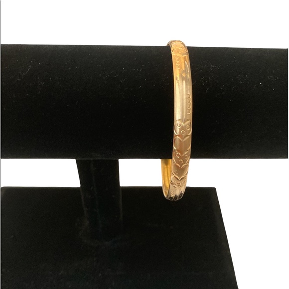 18K Real Yellow Gold Bangle Bracelet Vintage - Picture 4 of 10
